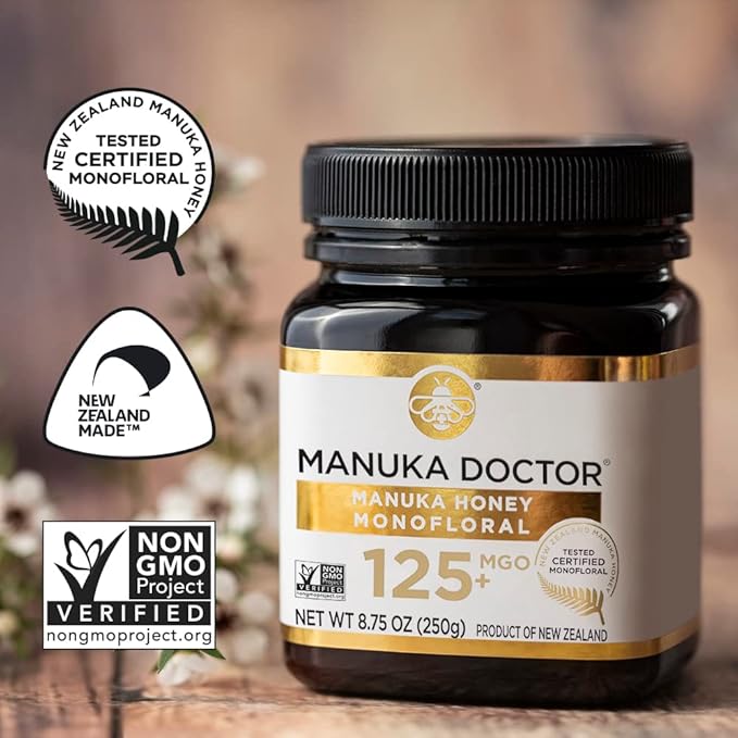 Manuka Doctor - MGO 125+ Manuka Honey Value Bundle, Monofloral 100% Pure New Zealand Honey. Certified. Guaranteed. Raw. Non-GMO (8.75 oz) - 3 Pack