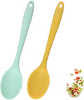 2 Pcs Silicone Spoons,10.8 Inch Mixing Spoons for cooking,Heat Resistant for Kitchen Cooking Baking Stirring Mixing Tools (YelLow&Green)