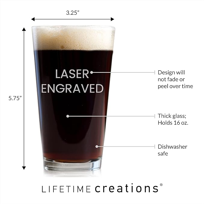 Lifetime Creations Engraved Personalized Name Pint Glass - Custom 16 oz Beer Glass Etched with Name Vertical, Made in USA