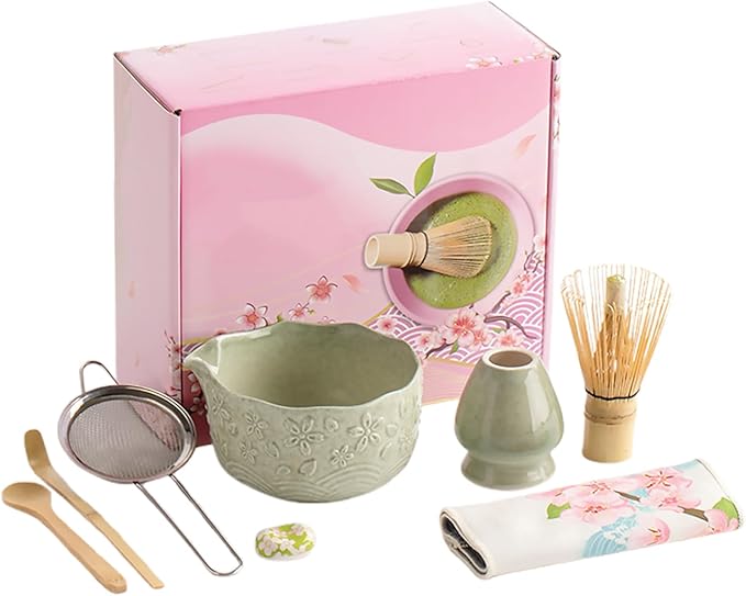 Matcha Whisk Set, 8 Pcs Matcha Set Includes Matcha Bowl, Matcha Whisk And Holder, Sifter, Bamboo Blender, Scoop, Scoop Rest And Tea Towel, Christmas Gifts For Tea Ceremony Lovers