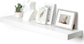 48 Inch White Floating Shelf | 12 Inch Deep Floating Shelves Set of 1 | 48" D x 12" D Rustic Wood Shelves for Wall | Deep White Shelves for Living Room Bathroom Laundry Room Kitchen