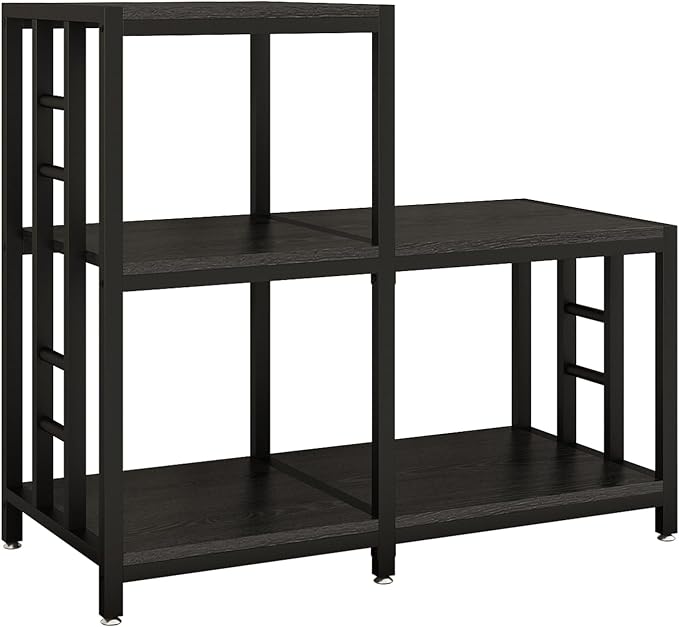 5-Tier Mini Fridge Stand, Bakers Rack with Storage,Multi-Purpose Microwave Stand,Mini Fridge Cabinet,Mini Fridge Shelf for Office,Kitchen,Living Room,Coffee Bar,Black