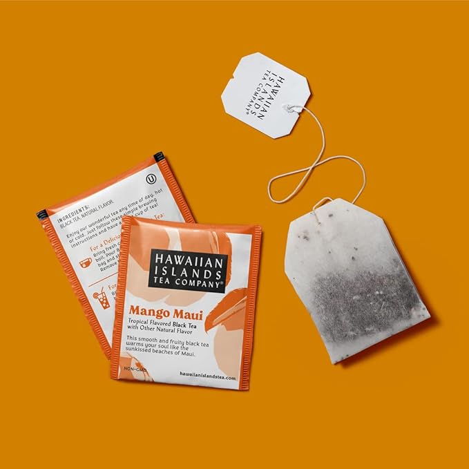 Hawaiian Islands Tea Company Mango Maui Black Tea, All Natural - 120 Teabags (6 Boxes)
