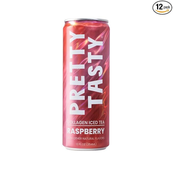 Pretty Tasty Radiance Collagen Tea - Beauty and Wellness - 10g Collagen Peptides Mix - (12 Pack) Raspberry