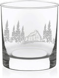 C M Cabin In The Woods Whiskey Rocks Glass - Cabin Themed Gift for Men and Women - 11 oz.