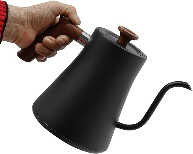 Gooseneck Electric Kettle, 1200W 0.9L/0.24Gal 304 Stainless Steel Electric Tea Kettle with LED Display Temperature Control Insulation Memory Function Water Boiler for Coffee Tea Milk (Black)