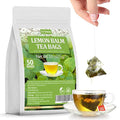 Premium Lemon Balm Leaf Tea, 50 Bags. Made with 100% Natural Lemon Balm Leaves, No Additive & Caffeine Free, Promotes Relaxation & Support Digestion.