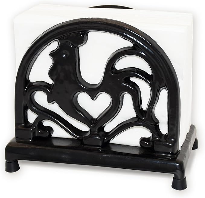 Vintage Metal Napkin Holder, Heavy Cast Iron Napkin Holder Organizer for Kitchen Restaurant Home Décor, Black