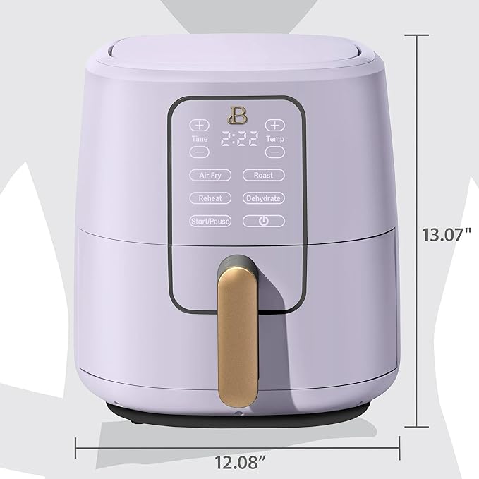 Beautiful 6 Qt Air Fryer by Drew Barrymore - Non Toxic Kitchen Appliance with TurboCrisp Technology, Multi-Functionality for Air Frying, Roasting, Dehydrator & Touch-Activated Display (Lavander)