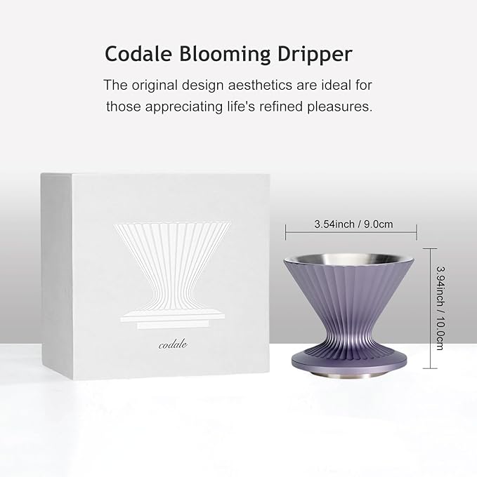 Pour Over Coffee Dripper Drip Coffee Pour Over Maker Resuable Blossom Cone Funnel Stainless Steel Metal Coffee Filter for Travel, Camping, Office, Home, Coffee Maker Brew (Dreamlike Lavender)