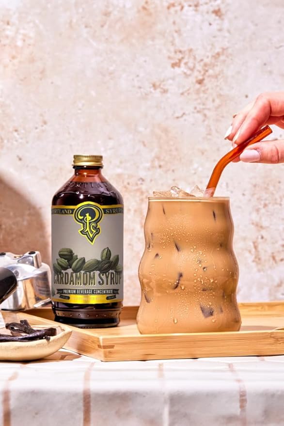 Portland Syrups Cardamom Syrup – Flavoring for Coffee, Lattes, Cold Brew, Macchiatos, Cocktails, & Desserts – Ideal for Drinks & Adding a Flavor to Any Beverage – 12 oz, 24 servings (Pack of 1)