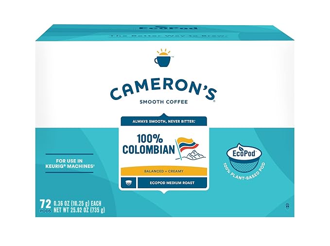 Cameron's Coffee Single Serve Pods, 100% Colombian, 72 Count (Pack of 1)