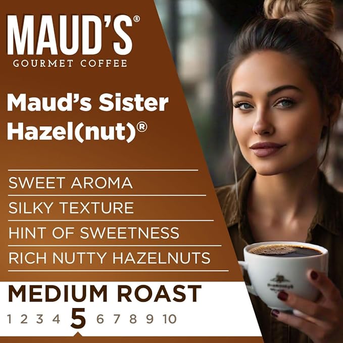 Maud's Sweet Hazelnut Flavored Instant Coffee, 26 ct, 100% Arabica Coffee, Medium Roast, Instant Hot or Iced Coffee - Just add water