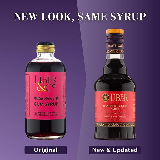 Liber & Co. Raspberry Syrup for Drinks - Cocktails, Coffee, & Soda Flavoring - Makes 25 Drinks - Real Raspberry Simple Syrup - Liber & Co. (12.7 oz)