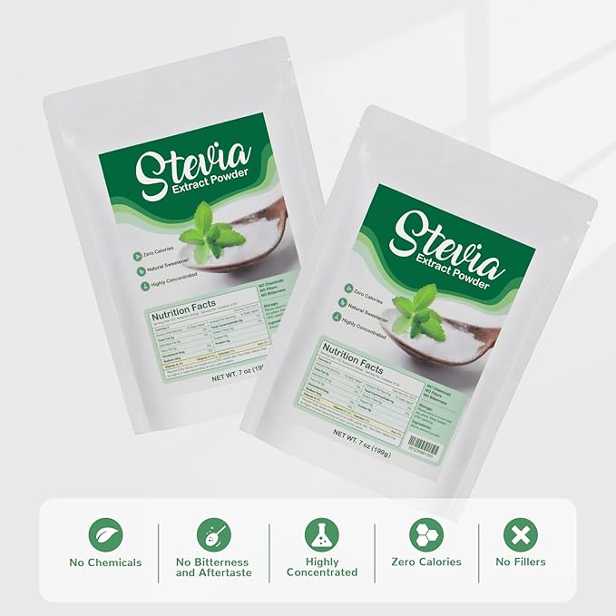CCnutri Stevia Pure Stevia Powder 7oz(199g), Sweetener Premium Sugar Substitute-No Fillers, No Bitterness, Zero Calorie, Highly Concentrated
