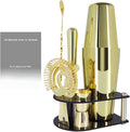 5 Piece Cocktail Shaker Bartender Kit: 750/600ml(25/20oz) Cocktail Shaker Set with Stand, Drink Mixing Includes Martini Shaker,Strainer,Jigger,Bar Mixer Spoon,Muddler Bar Tool Set (Gold)