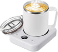 Waipfaru Coffee Mug Warmer & Mug Set for Desk, Heated Coffee Cup Warmer with Auto Shut Off, Electric Self Heating Mug & 3 Temperature Control Smart Mug for Office, Home and Travel, White