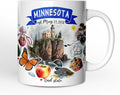 OrnamentallyYou State Travel Landmark Mugs – 12 oz Ceramic Coffee Cups, U.S. Souvenir Gift for Tourists (Artistic Minnesota State Themes and Landmarks Mug)
