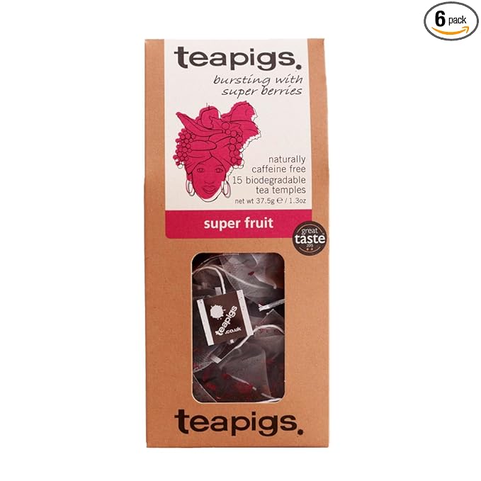 Teapigs Super Fruit Tea Made With Whole Fruit (6 Packs of 15 Tea Bags)