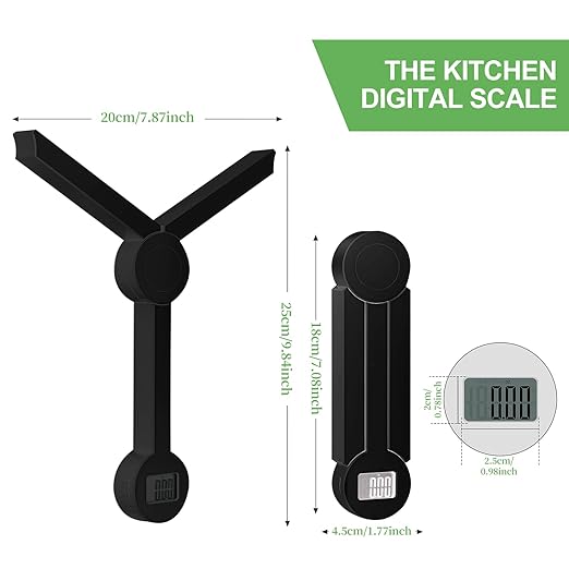 Portable Food Scale Travel Scale for Food, Small Folding Digital Kitchen Scale for Food, Collapsible Mini Pocket Scale Grams and Ounces, Ideal for Diet Calorie Control Compact Kitchen (Black)