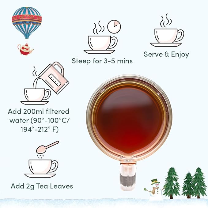 VAHDAM, Limited Edition Christmas Tea Gift Set | 24 Unique Loose Leaf Tea - Folding Holiday Gift Box | Christmas Presents For Women, Men and Adults