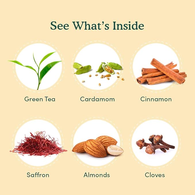 VAHDAM Saffron Spiced Chai (Loose Leaf, 50 Cups, 100g) | Black Tea with Cardamom, Cinnamon, Clove, Almond & Saffron | Enjoy Hot, Iced, or as a Chai Latte