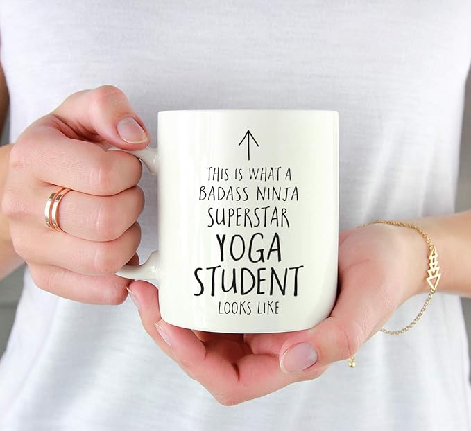 Andaz Press Funny 11oz. Ceramic Coffee Tea Mug Gift, This is What a Badass Ninja Superstar Yoga Student Looks Like, 1-Pack, Birthday Christmas Gift Ideas Coworker
