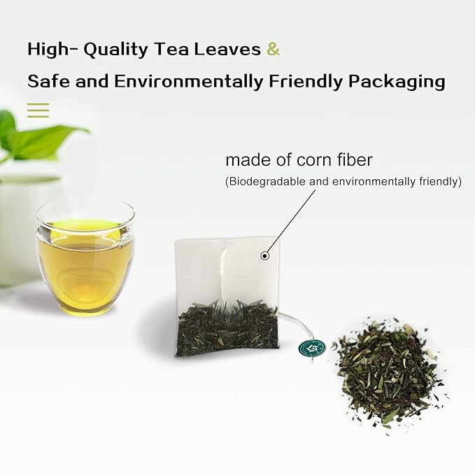 RIANTEA Organic Prevernal Sencha Green Tea Bags - Low Caffeine, Cold & Hot Brew, Premium Quality from Award-Winning Plantation, Non-GMO, Biodegradable, Unsweetened, 100% Natural