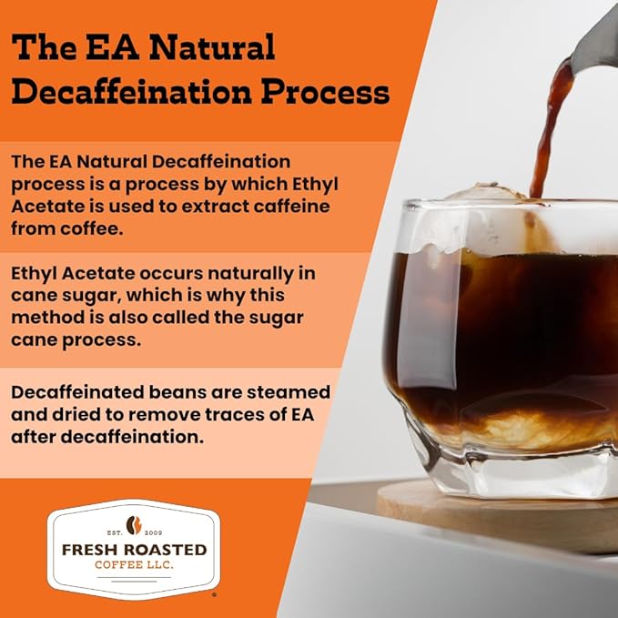 Fresh Roasted Coffee, 100% Colombian Decaf, 12 oz, Medium Roast, Kosher, EA Natural Decaf, Whole Bean