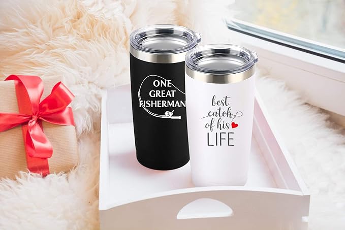 Sixspace Wedding Anniversary for Couple Friend Lovers Cups Stainless Steel Wine Tumbler Travel Mug with Straw and Lid,2 Pack (4.blackwhite)