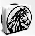 Horse Head Decorative Black Metal Napkin Holder for Table, 4.9" x 4.5" x 1.9" Horse Aniaml Standing Napkin Holder for Home Kitchen Restaurant Picnic Party Coffee Bar Dining Room