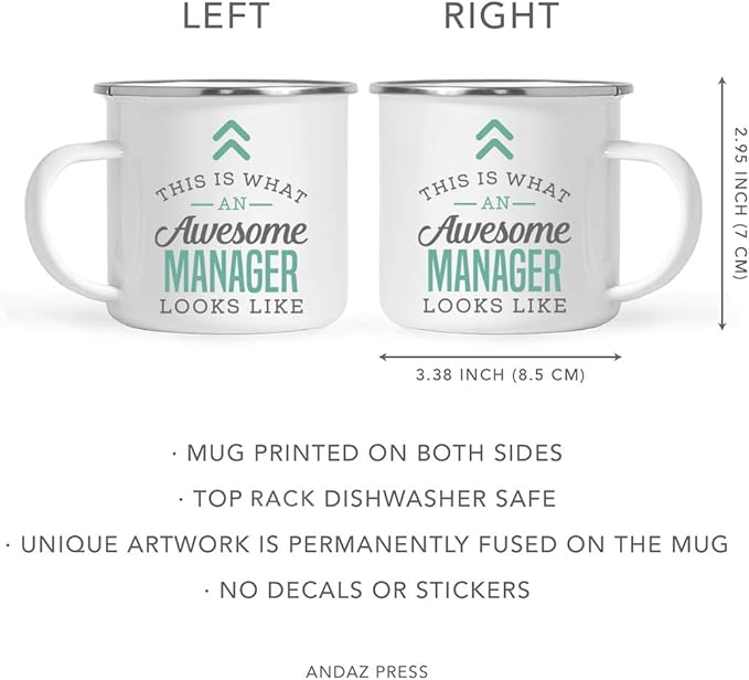 Andaz Press 11oz. Stainless Steel Campfire Coffee Mug, This is What an Awesome Manager Looks Like, 1-Pack, Birthday Gift Ideas for Coworker Him/Her, Includes Gift Box