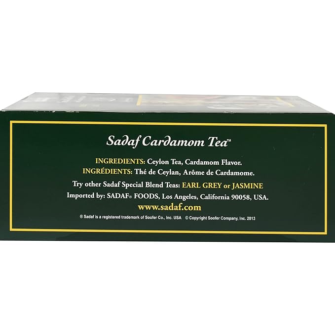 Sadaf Cardamom Tea Bags - Special Blend Cardamom Ceylon Black Tea - Quicktea Product harvested in Sri Lanka - 50 individually foiled teabags (Pack of 1)