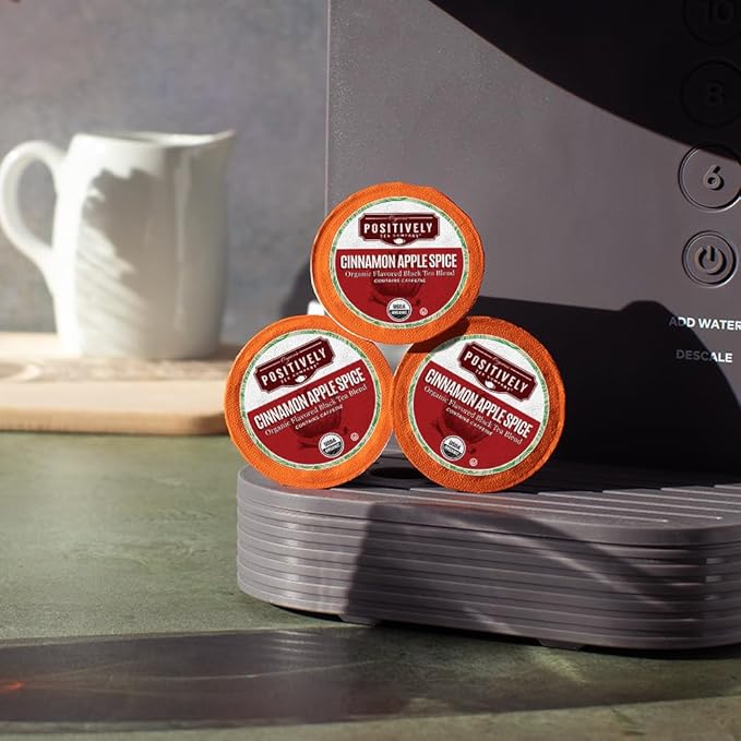 Organic Positively Tea Company, Cinnamon Apple Spice Black Tea, K-Cup Compatible, 96 Pods