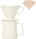 Pour Over Coffee Maker Set,Ceramic Coffee Maker With 40 pcs Paper Filter，15oz/450ml Pour Over Coffee Dripper (White)