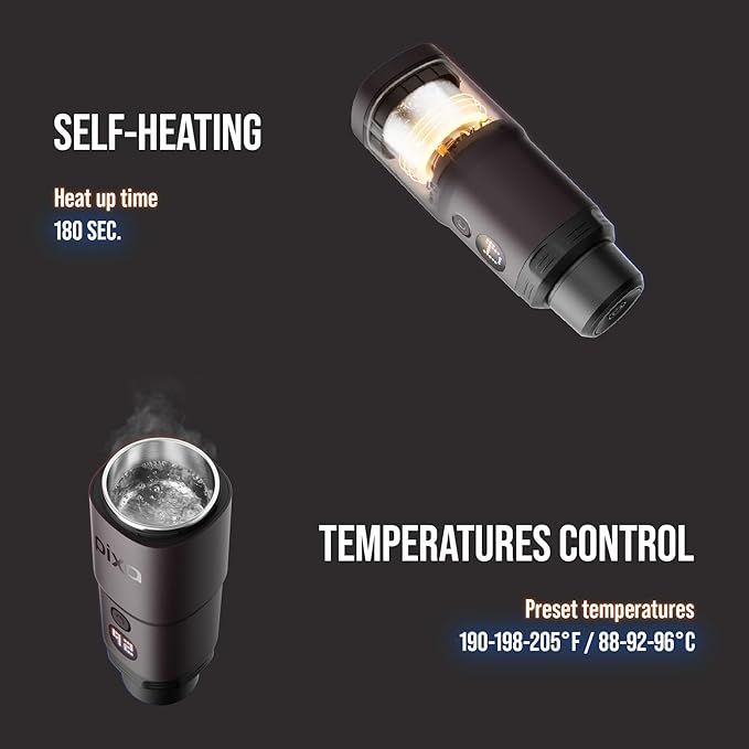 WACACO PIXAPRESSO, Coffee Machine Electric & Portable, With 4 Coffee Types & Fast Heat-Up, 3 * 3000mAh Battery, 20 Bar Portable Espresso Maker For Ground Coffee & NS Capsule, Dark Burgundy