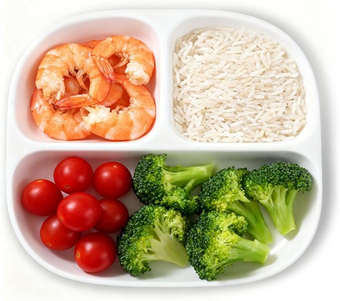 Portion Control Plate - Fine Bone China Porcelain for Adults, Children, Healthy Diet