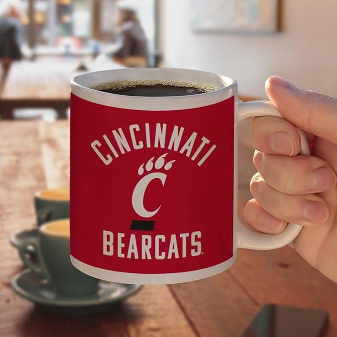 University of Cincinnati Bearcats Logo Ceramic Coffee Mug, Novelty Gift Mugs for Coffee, Tea and Hot Drinks, 11oz, White