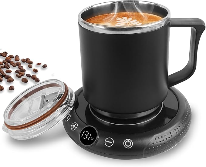 Coffee Mug Warmer, White Elephant Gifts for Adults, Electric Cup Warmer for Desk, Candle Warmer Plate 8-Temp Setting & 1-12H Timer, Stocking Stuffer for Women Men