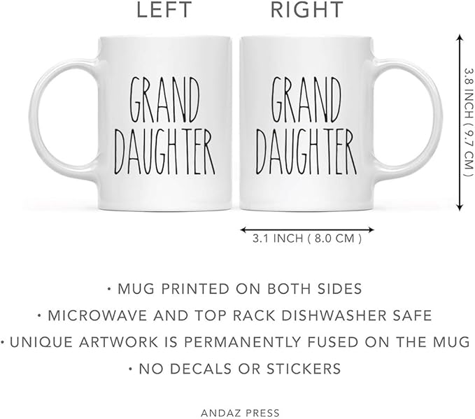 Andaz Press Simple Rustic Farmhouse Kitchen Decor 11oz. Ceramic Coffee Tea Mug Gift, Granddaughter, 1-Pack