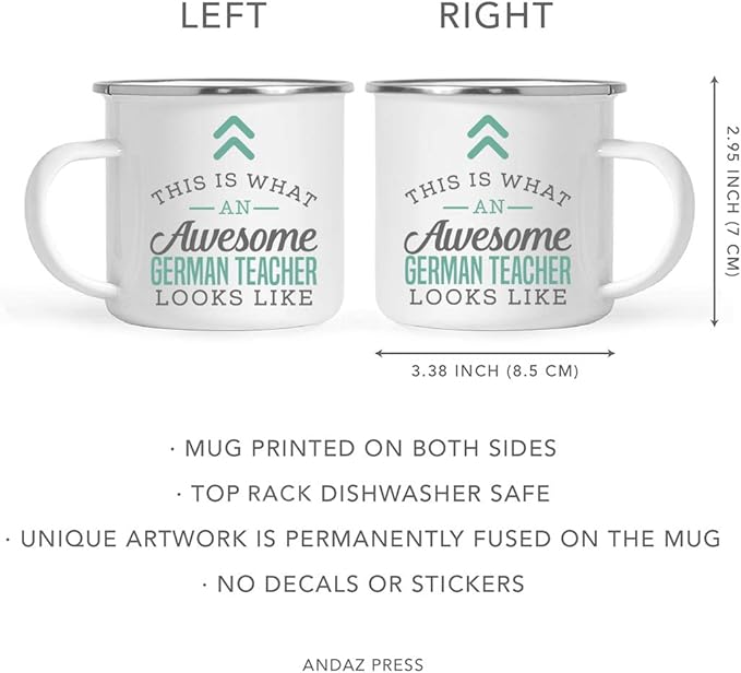 Andaz Press 11oz. Stainless Steel Campfire Coffee Mug Gift, This is What an Awesome German Teacher Looks Like, 1-Pack, Birthday Gift Ideas Coworker Him Her, Includes Gift Box