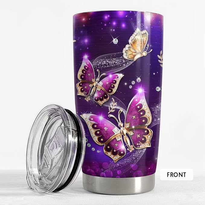 SANDJEST Butterfly 20oz Tumbler with Lid Gift for Women, Mother's Day, Birthday Gift Idea…