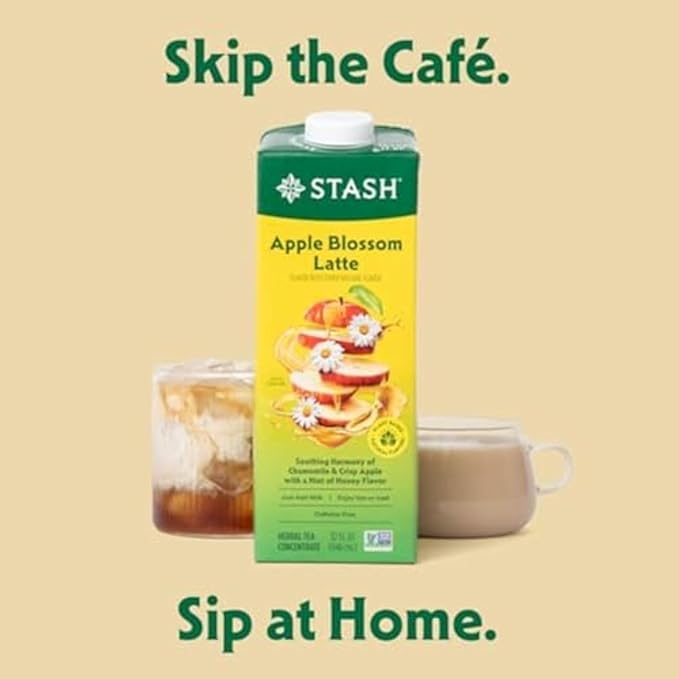 STASH Apple Blossom Latte - Dairy Free Plant Based Chamomile Tea Concentrate - Caffeine-Free - 32 fl oz, 5 Servings