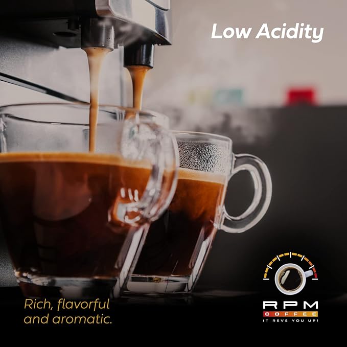 2LB RPM Brazil Cerrado Premium Coffee, Standard Caffeine - Supercharged Flavor, Medium-Dark Roast, 100% Arabica Beans, Low Acidity