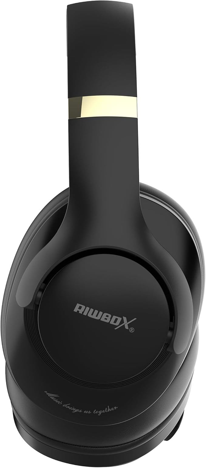 Riwbox NC3 Noise Cancelling Headphones,Bluetooth Over Ear Wireless Headset,60H Playtime,Hi-Res Audio, Foldable,Bluetooth V5.4,Comfort&Immersion for Work,Commuting (Black)