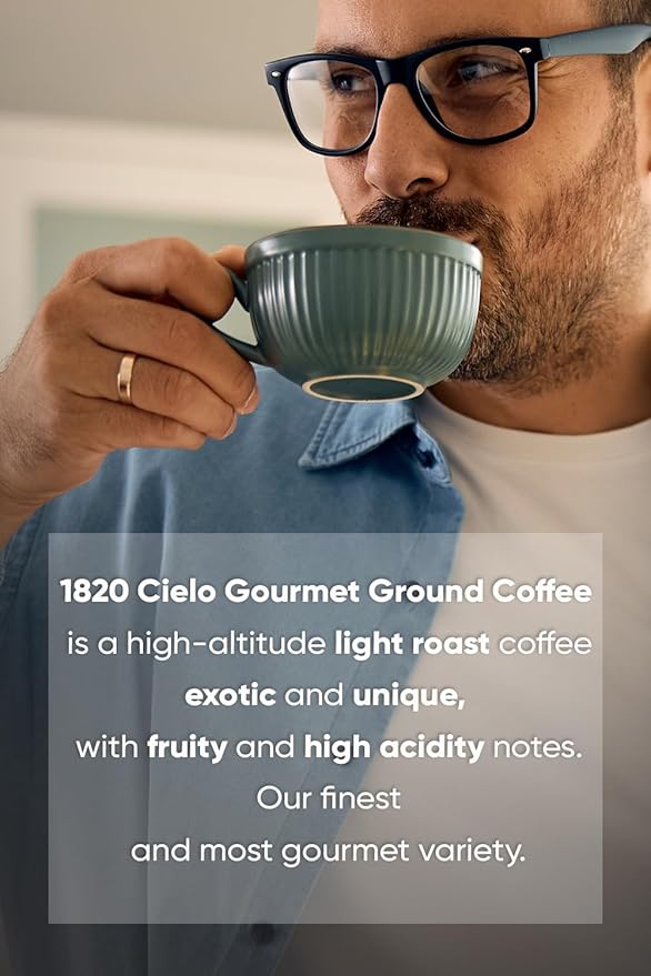 Café 1820 Cielo Gourmet, Premium Costa Rican Ground Coffee 100% Arabica, Medium Roast, High Altitude Coffee with Fruity Notes & Acidity, 12 oz (2 Pack)