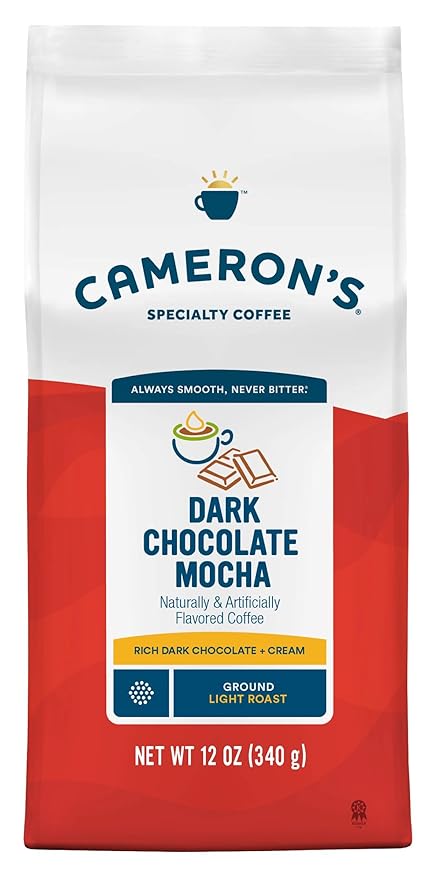 Cameron's Coffee Roasted Ground Coffee Bag Flavored Dark Chocolate Mocha, 12 Ounce (Pack of 6) - NEW