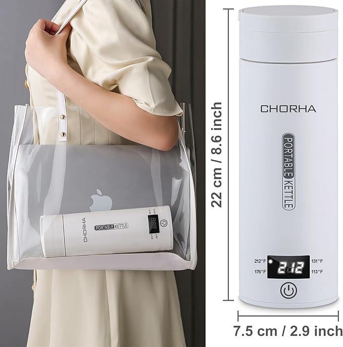 Electric Kettle Small Travel Kettle Tea Coffee Portable Kettle, 400ML with 4 Variable Presets, Electric Kettle Small 304 Stainless Steel with Auto Shut-Off & Boil Dry Protection (White)
