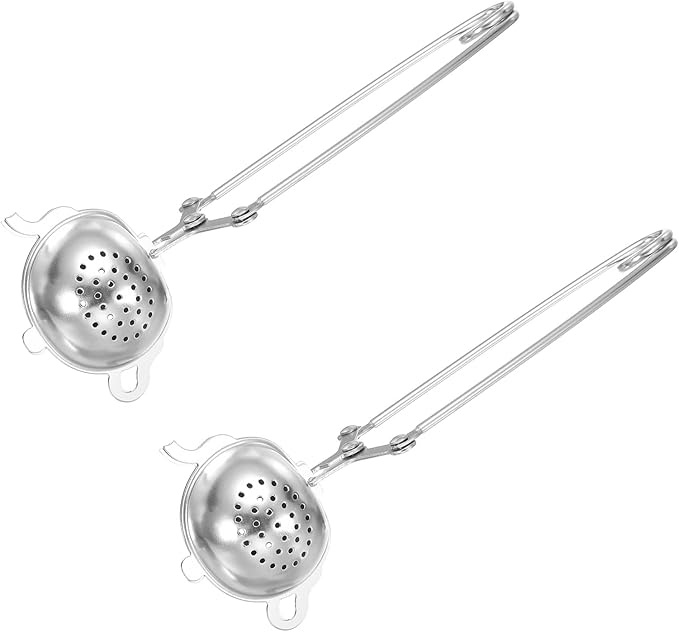 uxcell 2 Pcs Tea Infuser, Stainless Steel Loose Leaf Tea Infuser Filter for Cup and Teapot, Long Handle Tea Steeper Strainers for Tearoom Office Home, Teapot shaped, Silver