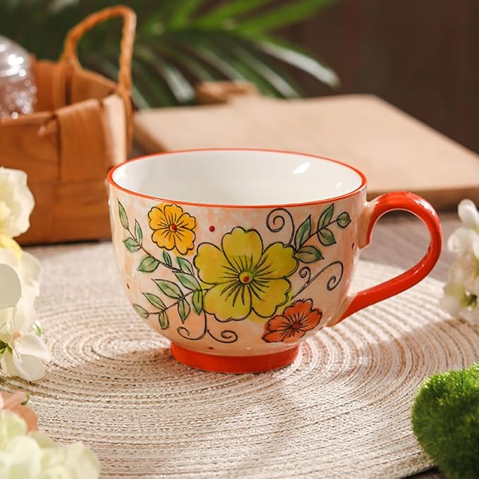 Delove Ceramic Coffee Mugs,Set of 2, 17 oz Large Porcelain Cups for Tea, Milk, Cereal, Cappuccino,Latte, Office and Home Use,Dishwasher and Microwave Safe (2 PACK-2)